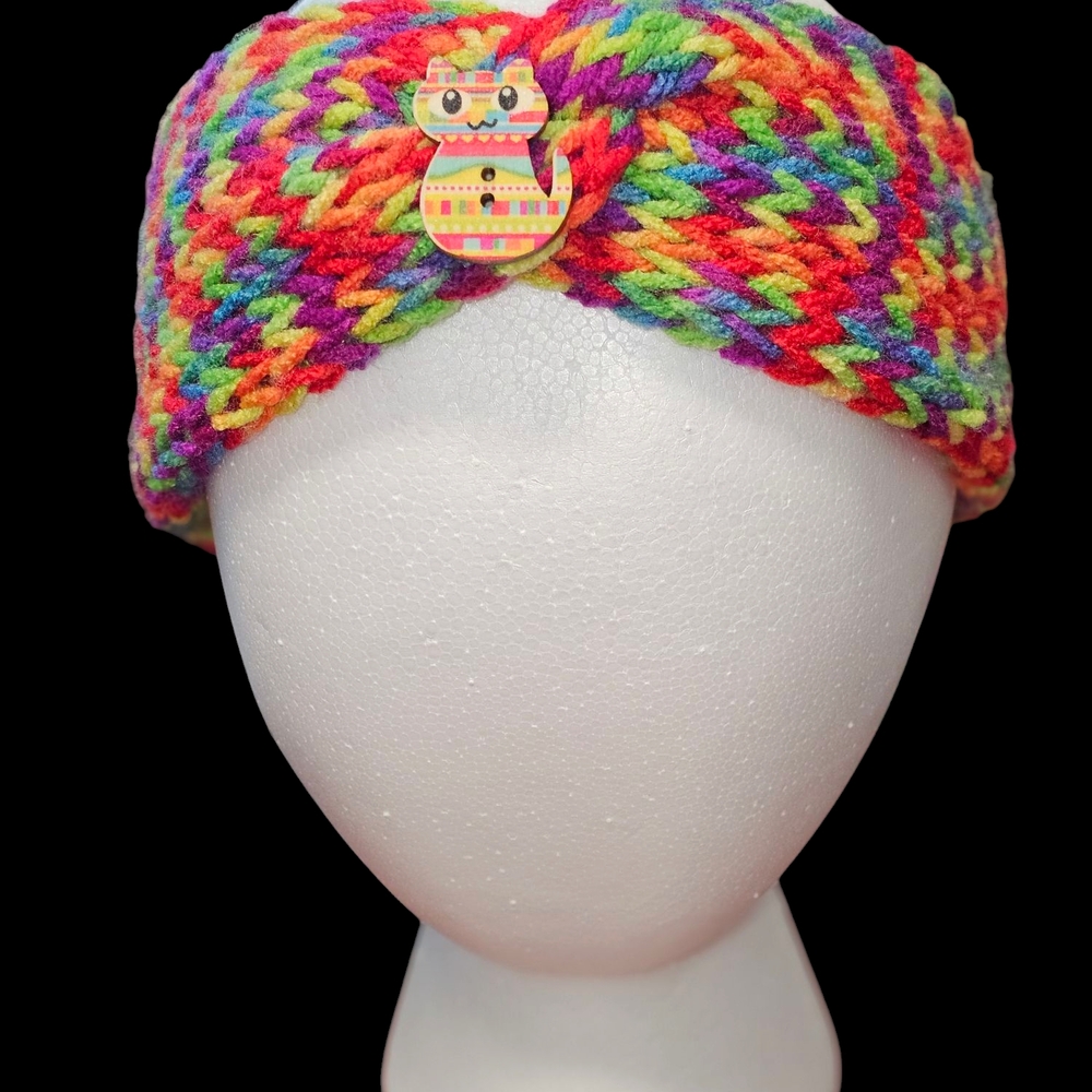 Colorful Kids Headband with Cat (Removeable) Accent